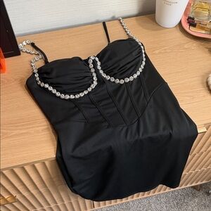Fashion Nova Black Dress with Silver Accents